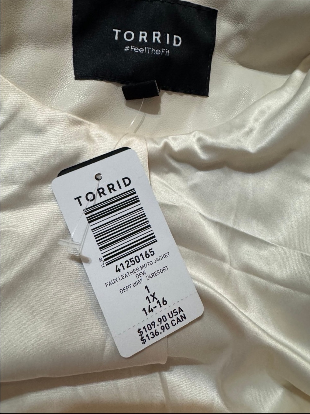 torrid cream faux leather moto jacket with silver hardware NWT - Picture 4 of 7